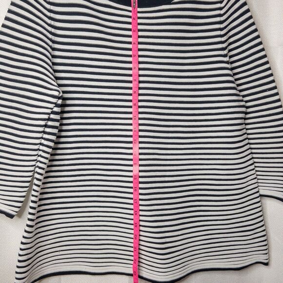 COS Womens L Striped Pullover Sweater 3/4 Sleeve Boat Neck Navy Blue White - Picture 5 of 12
